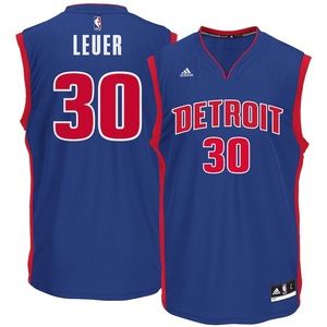 NWT Adidas Jon Leuer Detroit Pistons #30 Blue Icon NBA Jersey Men’s Small
